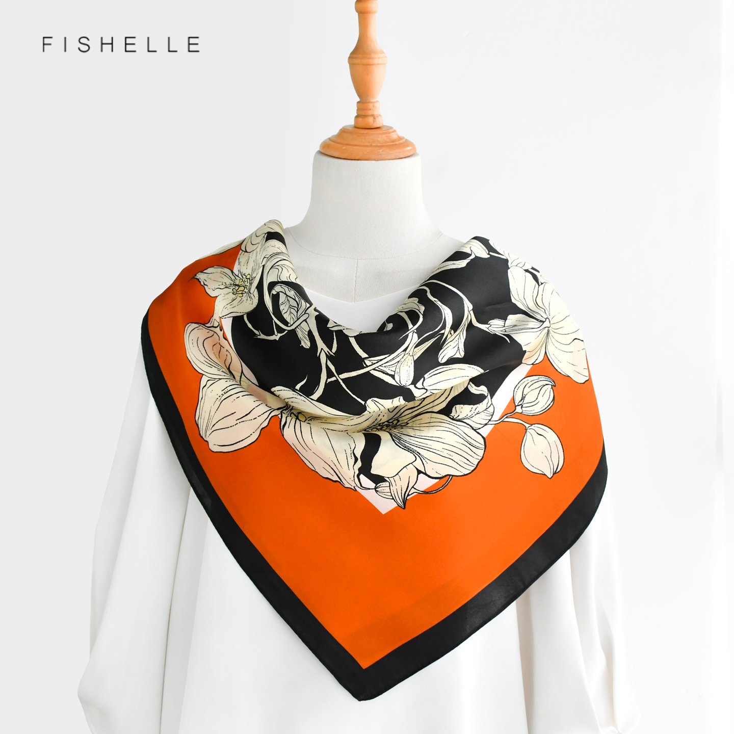 Turuncu Çiçekli % 100% Dut Ipe - Silk Neck Scarf incelemesi ve fiyatı